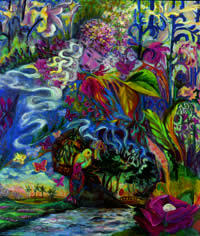 "Emerging from water fall", acrilic, 42 x 40 cm.