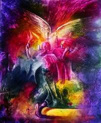 "Rito a San Miguel", mixta s/tela. 50 x 40 cm