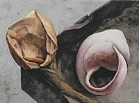 Nicolás de la Hoz, "Escucha 1", técnica mixta sobre tela, 9 x 10 cm